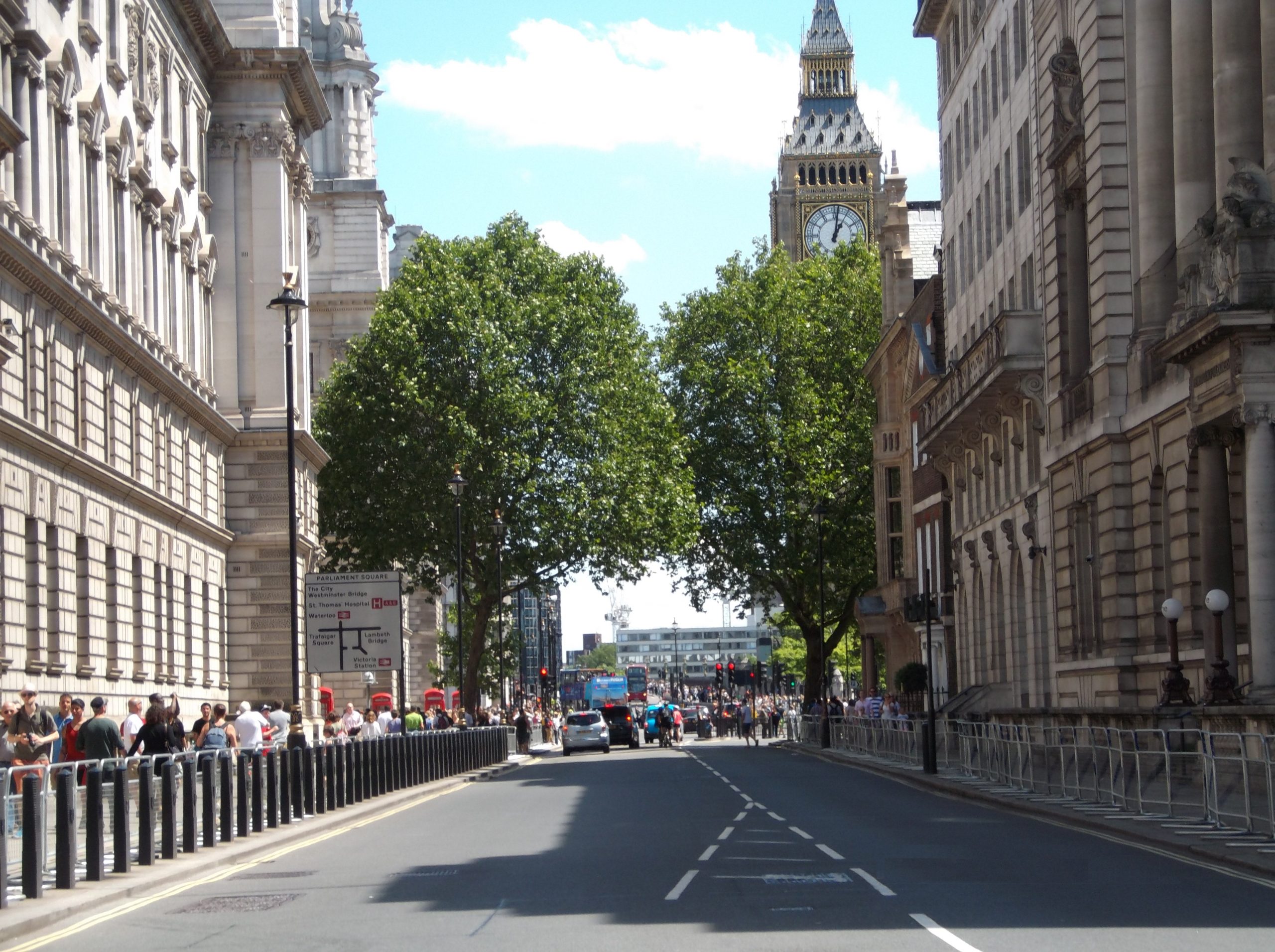 View of Parliament Square from Birdcage Walk, Central London, SW1A