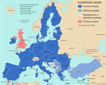 Map of The European Union Zone in Europe